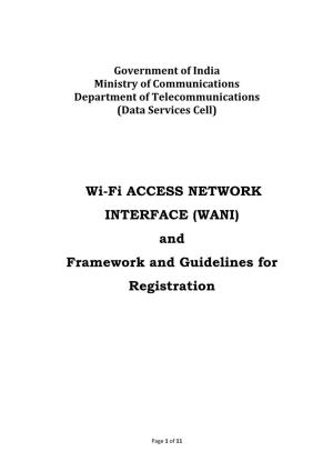 WANI) and Framework and Guidelines for Registration