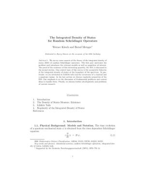 The Integrated Density of States for Random Schrödinger Operators