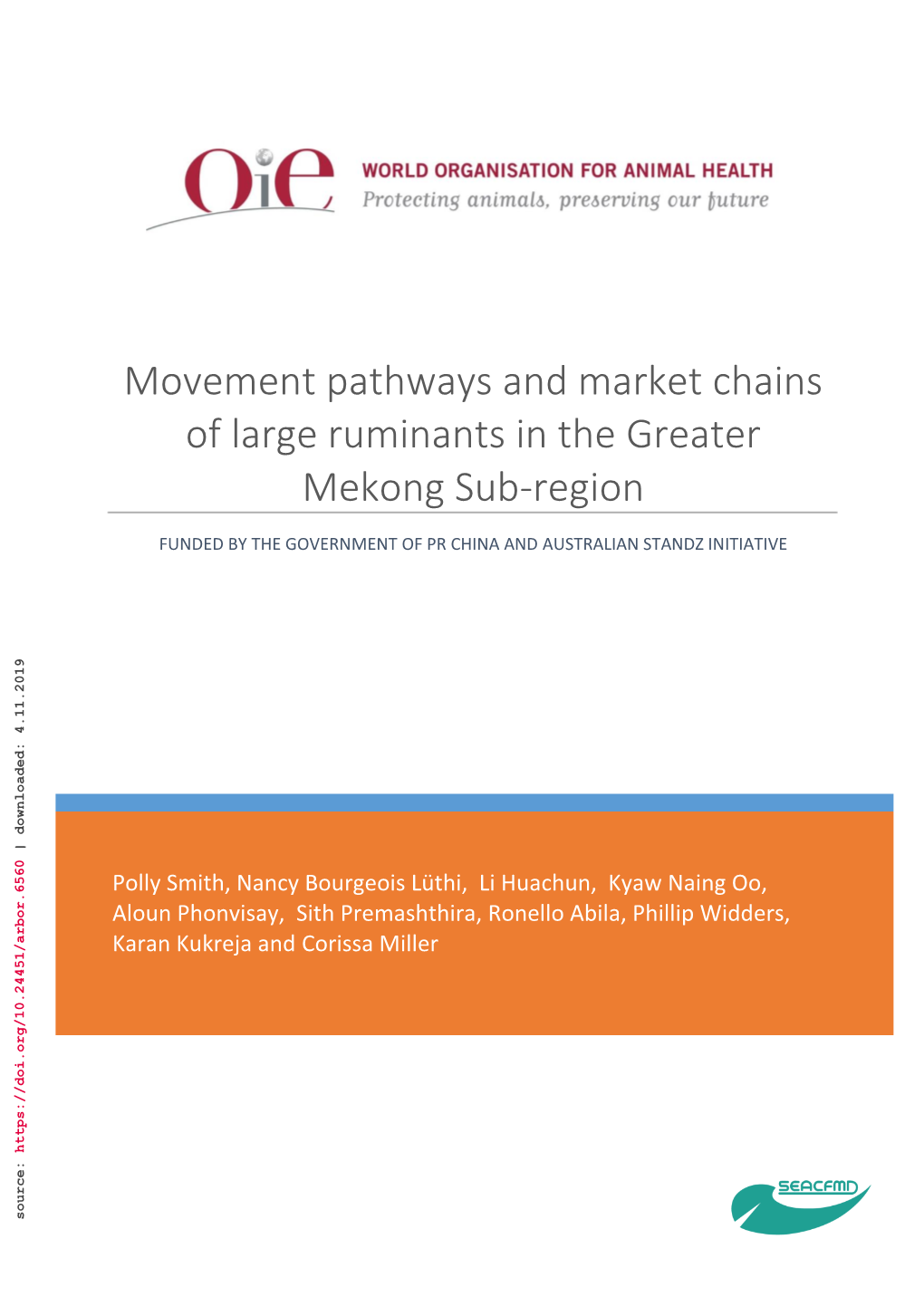 Movement Pathways and Market Chains of Large Ruminants in the Greater Mekong Sub-Region