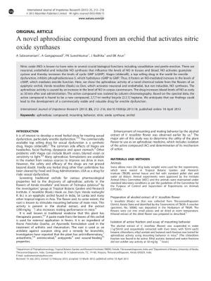 A Novel Aphrodisiac Compound from an Orchid That Activates Nitric Oxide Synthases