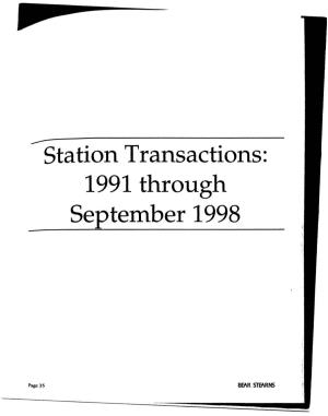 Station Transactions: 1991 Through September 1998
