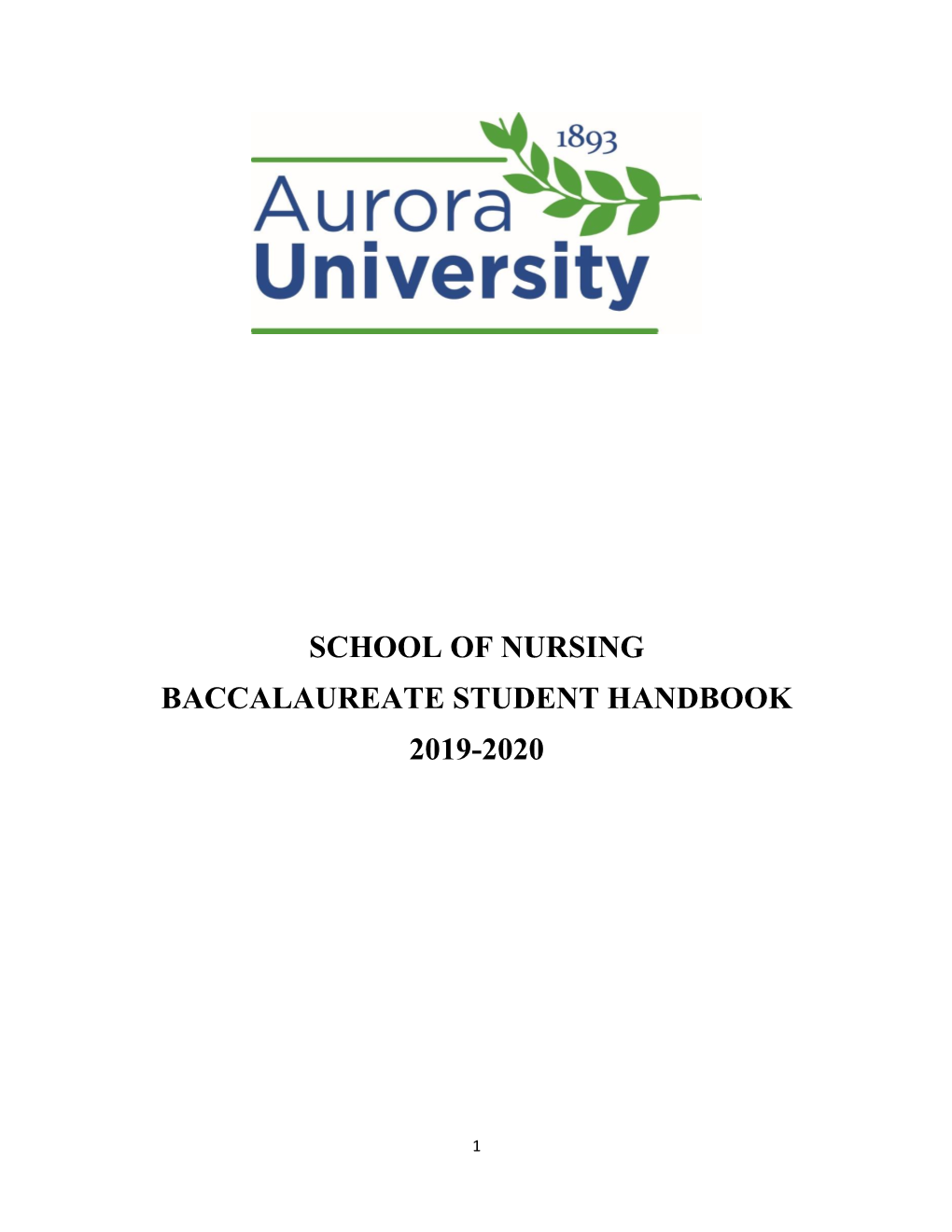 School of Nursing Baccalaureate Student Handbook 2019-2020