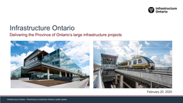 Infrastructure Ontario Delivering the Province of Ontario’S Large Infrastructure Projects
