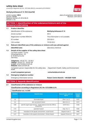 Safety Data Sheet: Methylcyclohexane D 14