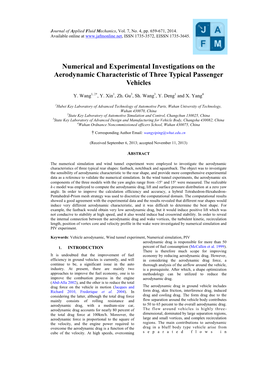 Numerical and Experimental Investigations on the Aerodynamic Characteristic of Three Typical Passenger Vehicles