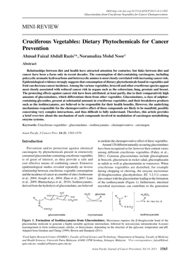 MINI-REVIEW Cruciferous Vegetables: Dietary Phytochemicals for Cancer Prevention