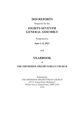 2020 Reports Eighty-Seventh General Assembly Yearbook