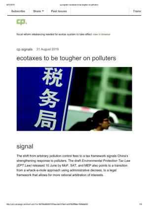 Ecotaxes to Be Tougher on Polluters Signal