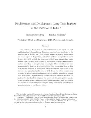 Displacement and Development: Long Term Impacts