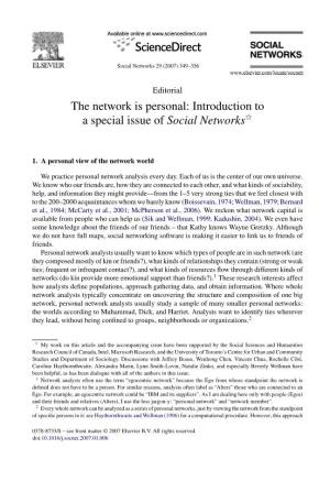 The Network Is Personal: Introduction to a Special Issue of Social Networksଝ