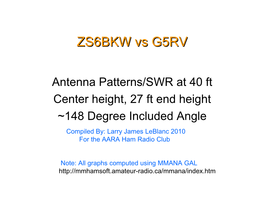 ZS6BKW Vs G5RV Antenna