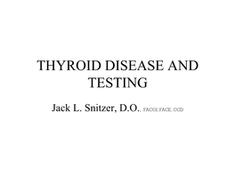 Thyroid Disease and Testing