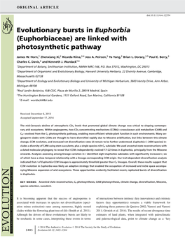 Evolutionary Bursts in &lt;I&gt;Euphorbia&lt;/I&gt;