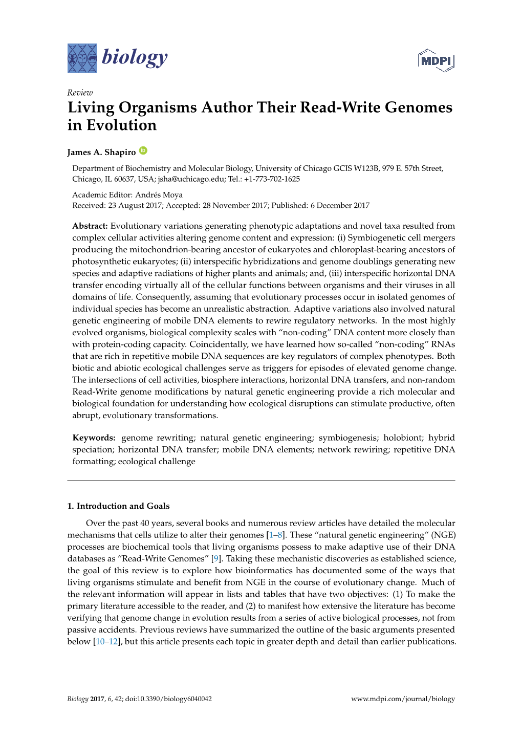 Living Organisms Author Their Read-Write Genomes in Evolution