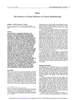 The Practice of Causal Inference in Cancer Epidemiology