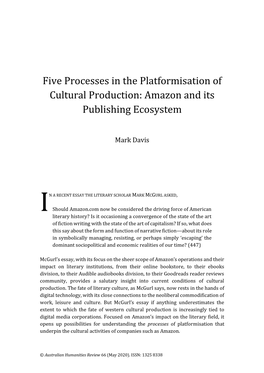 Five Processes in the Platformisation of Cultural Production: Amazon and Its Publishing Ecosystem