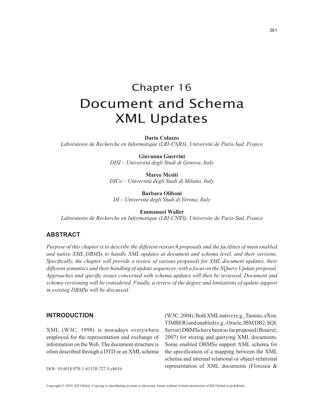 Document and Schema XML Updates
