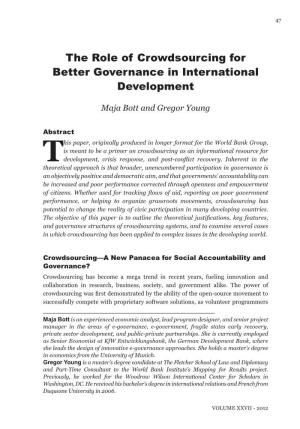 The Role of Crowdsourcing for Better Governance in International Development