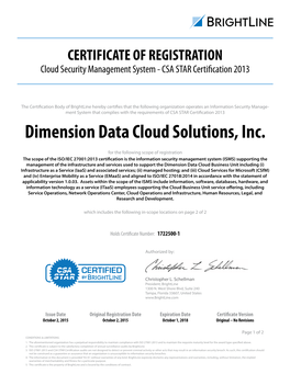 Dimension Data Cloud Solutions, Inc