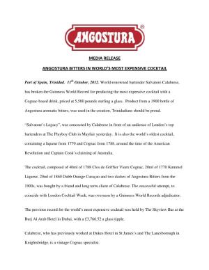 Media Release Angostura Bitters in World's Most