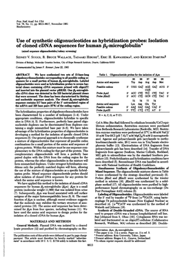 Use of Synthetic Oligonucleotides As Hybridization Probes