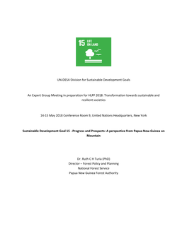 UN-DESA Division for Sustainable Development Goals an Expert