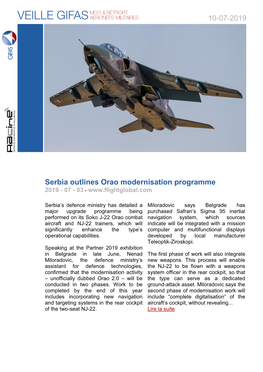 10-07-2019 Serbia Outlines Orao Modernisation Programme