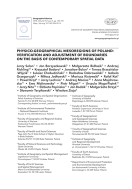 (2018), Physico-Geographical Mesoregions of Poland