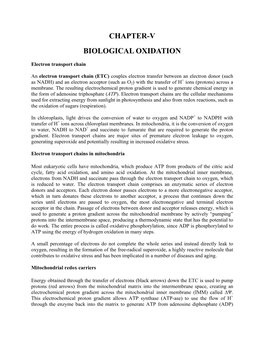 Chapter-V Biological Oxidation