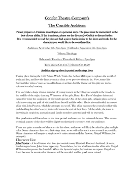 Conifer Theatre Company's the Crucible Auditions
