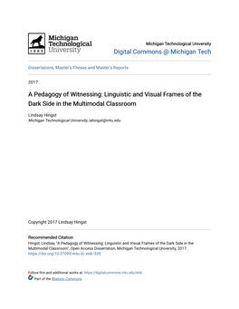 A Pedagogy of Witnessing: Linguistic and Visual Frames of the Dark Side in the Multimodal Classroom
