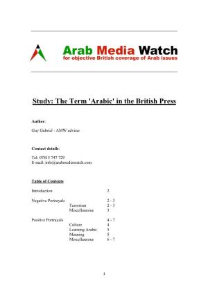 The Term 'Arabic' in the British Press