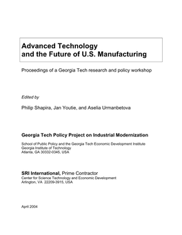 Advanced Technology and the Future of U.S. Manufacturing