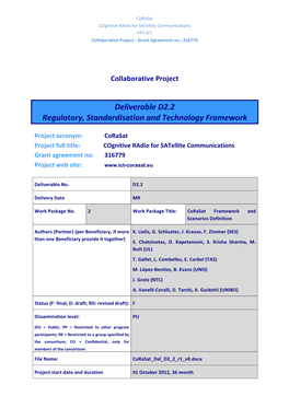 Deliverable)D2.2) Regulatory,)Standardisation)And)Technology)Framework)