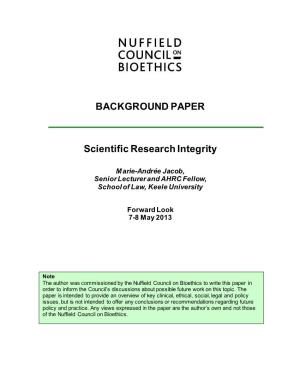 BACKGROUND PAPER Scientific Research Integrity