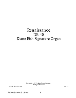 DB-40 Diane Bish Signature Organ