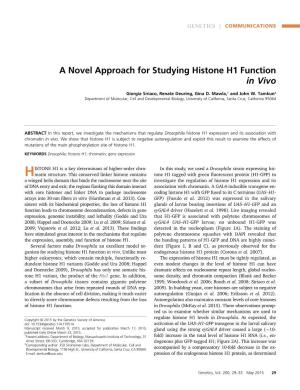 A Novel Approach for Studying Histone H1 Function in Vivo