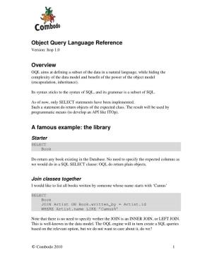 Object Query Language Reference Version: Itop 1.0