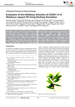 Evaluation of the Inhibitory Activities of COVID‐19 of Melaleuca Cajuputi