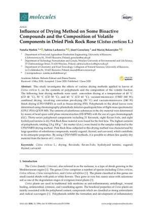 Influence of Drying Method on Some Bioactive Compounds and The