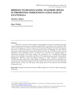 Teachers' Roles in Promoting Indigenous Languages in Guatemala