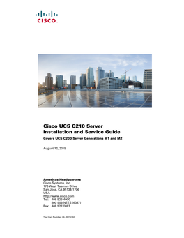 Cisco UCS C210 Server Installation and Service Guide Covers UCS C200 Server Generations M1 and M2