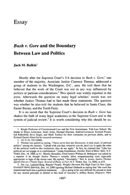 Bush V. Gore and the Boundary Between Law and Politics