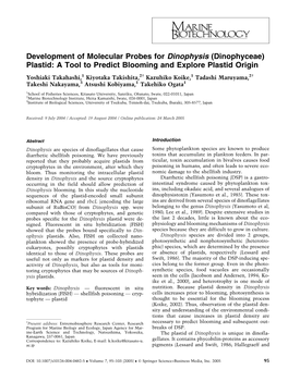 Development of Molecular Probes for Dinophysis (Dinophyceae) Plastid: a Tool to Predict Blooming and Explore Plastid Origin