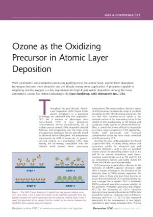 Ozone As the Oxidizing Precursor in Atomic Layer Deposition