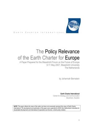 The Policy Relevance of the Earth Charter for Europe