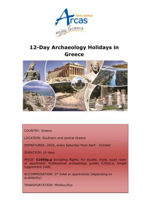 12-Day Archaeology Holidays in Greece