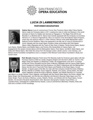 Lucia Di Lammermoor Performer Bios