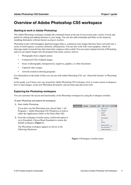 Overview of Adobe Photoshop CS5 Workspace