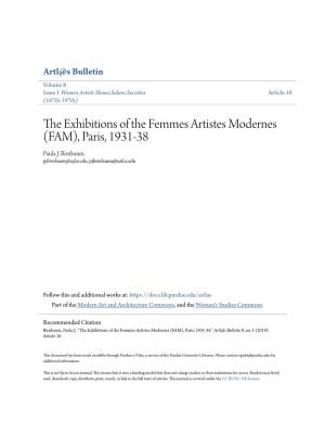 The Exhibitions of the Femmes Artistes Modernes (FAM), Paris, 1931-38 Paula J